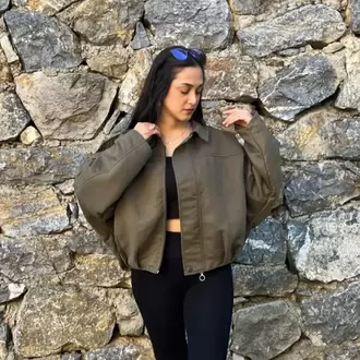 Süet Bomber Ceket - HAKİ