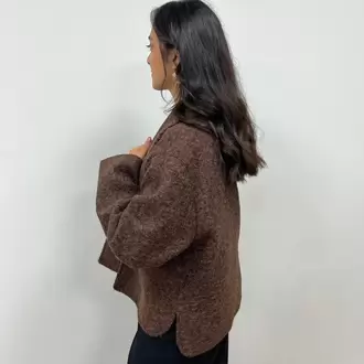 Dökümlü Yaka Kaban - KAHVERENGİ