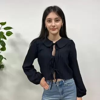 Bebe Yaka Siyah Gömlek