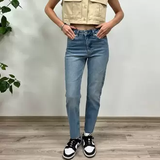 Açık Mavi Mom Fit Kot Pantolon