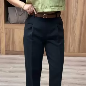 Beli Kemerli Pantolon - SİYAH