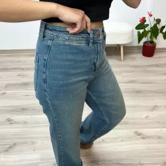 Bol Paça Palazzo Kot Pantolon - ORTA MAVİ