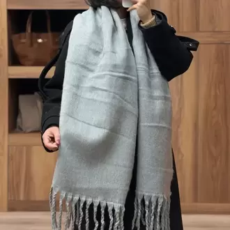 Düz Renk Püsküllü Yumuşak Atkı - GRİ