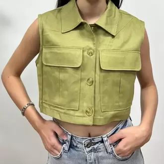 Cepli Crop Yelek - HAKİ