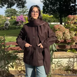 Çıkarılabilir Atkılı Kaban - KAHVERENGİ