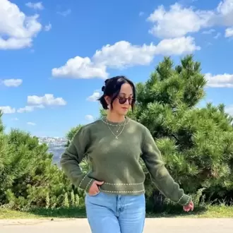 Dikiş Detaylı Rahat Kazak - HAKİ