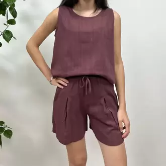 Şort ve Bluz Keten Takım - MÜRDÜM