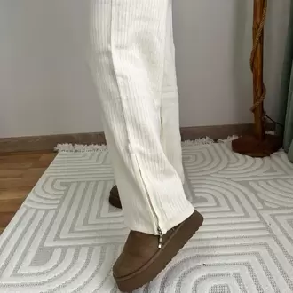 Fermuarlı Triko Takım - EKRU