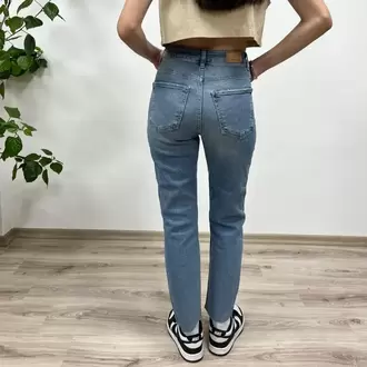 Açık Mavi Mom Fit Kot Pantolon