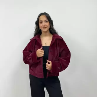 Düğmeli Kısa Ceket - BORDO