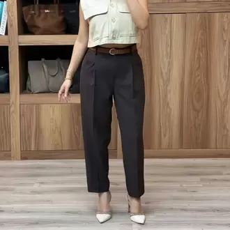 Beli Kemerli Pantolon - KAHVE