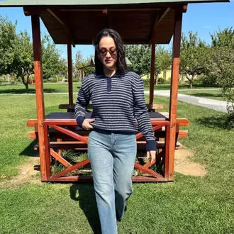 Çizgili Polo Yaka Kazak - LACİVERT