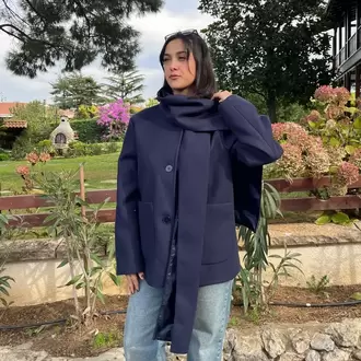 Çıkarılabilir Atkılı Kaban - LACİVERT