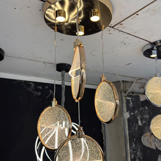 Modern cam efektli 4lü gold avize