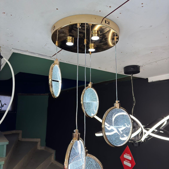Modern cam efektli 5li gold avize