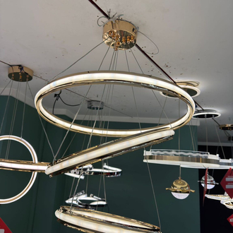 Modern Led 3 Halkalı gold Avize