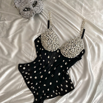 Taş İşlemeli Büstiyer & Transparan Body