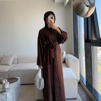 Kahverengi jakarlı abaya 
