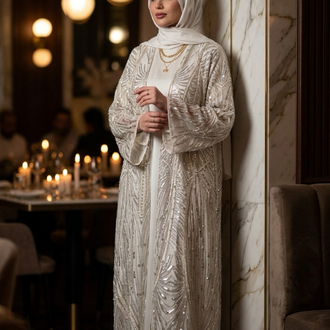 Bej renk abaya ve içlik 