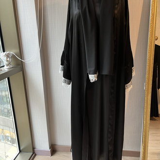 Beyaz Güpür detaylı Abaya ve şal 