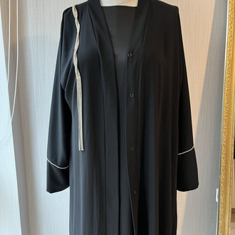 Swarovski taş detaylı önü çıtlı abaya 