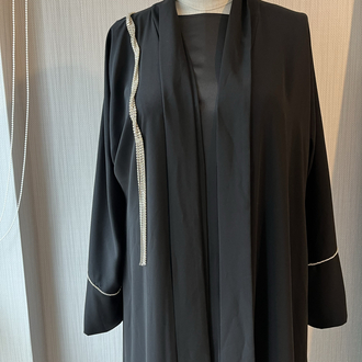Swarovski taş detaylı önü çıtlı abaya 