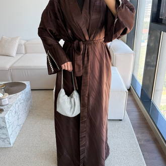 Kahverengi jakarlı abaya 