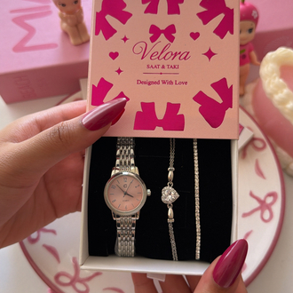Gümüş pembe clasy set