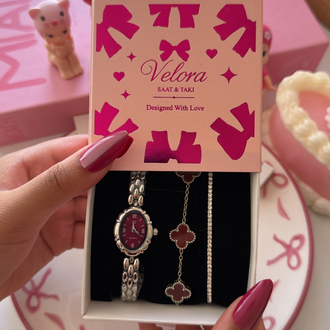 Gümüş bordo luris set