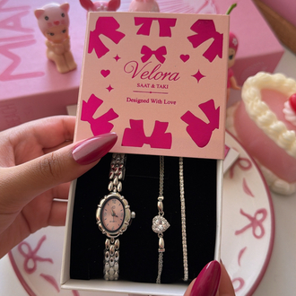 Gümüş pembe luris set