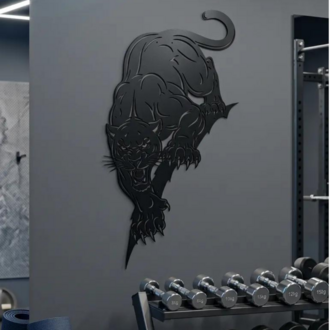 Dekoratif Lazer Kesim Metal Jaguar Duvar Tablo
