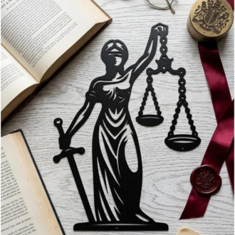 Dekoratif Koleksiyon – Lazer Kesim Metal Adalet Themis Duvar Tablosu