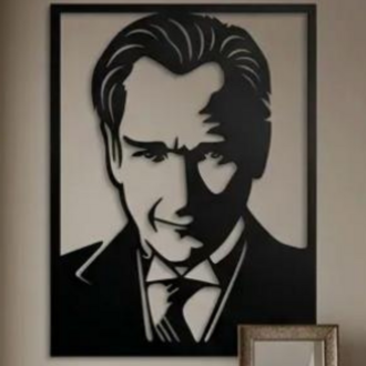 Dekoratif Metal Kesim Atatürk Portre Duvar Tablosu 
