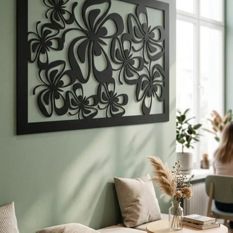 DEKORATİF LAZER KESİM METAL KELEBEK DESENLİ TABLO