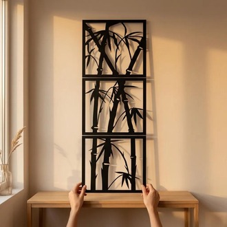 DEKORATİF BAMBU DESENLİ METAL TABLO