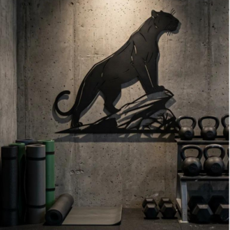 Dekoratif-Lazer Kesim Metal Jaguar Duvar Tablosu