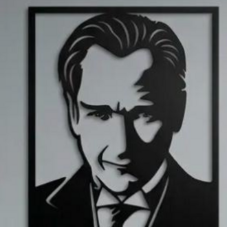 Dekoratif Metal Kesim Atatürk Portre Duvar Tablosu 