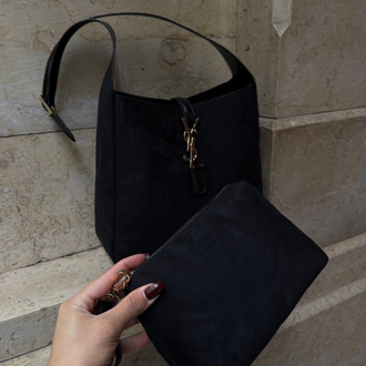 Yves Saint Laurent Süet Çanta - Siyah&Gold