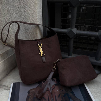 Yves Saint Laurent Süet Çanta - Kahverengi