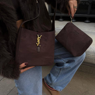 Yves Saint Laurent Süet Çanta - Kahverengi