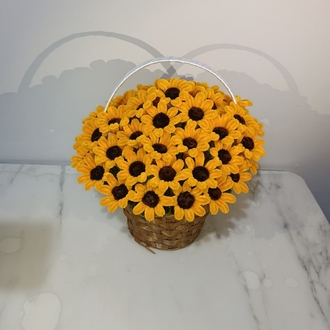 Ömürlük Dekoratif Ayçiçeği Sepet 