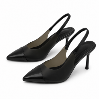 Siyah Şeffaf Slingback Stiletto