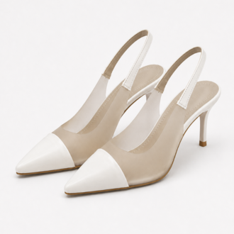 Beyaz Şeffaf Slingback Stiletto