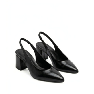 Venedik Siyah Mora Slingback Stiletto Ayakkabı