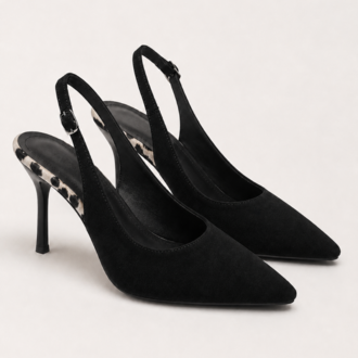 Siyah Süet Slingback Stiletto