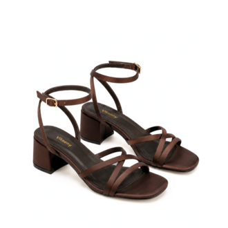 Venedik Lurea Acı Kahve Slingback Kısa Topuklu Ayakkabı