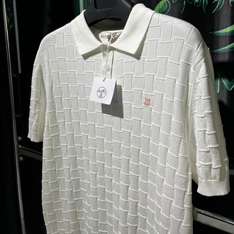 Hermes Beyaz İthal Premium Dokulu Polo Yaka Tshirt