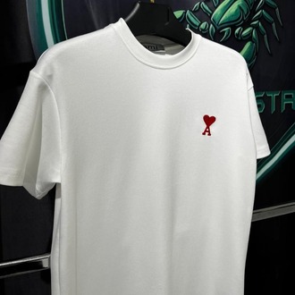 Ami Paris Beyaz Premium Bisiklet Yaka Tshirt