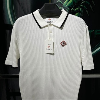 Casablanca Beyaz İthal Premium Fitilli Polo Yaka Tshirt