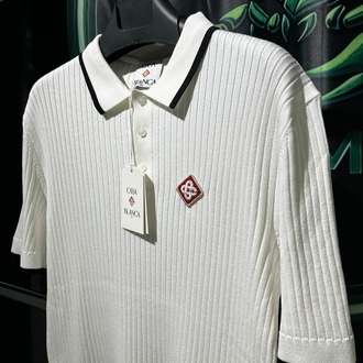Casablanca Beyaz İthal Premium Fitilli Polo Yaka Tshirt